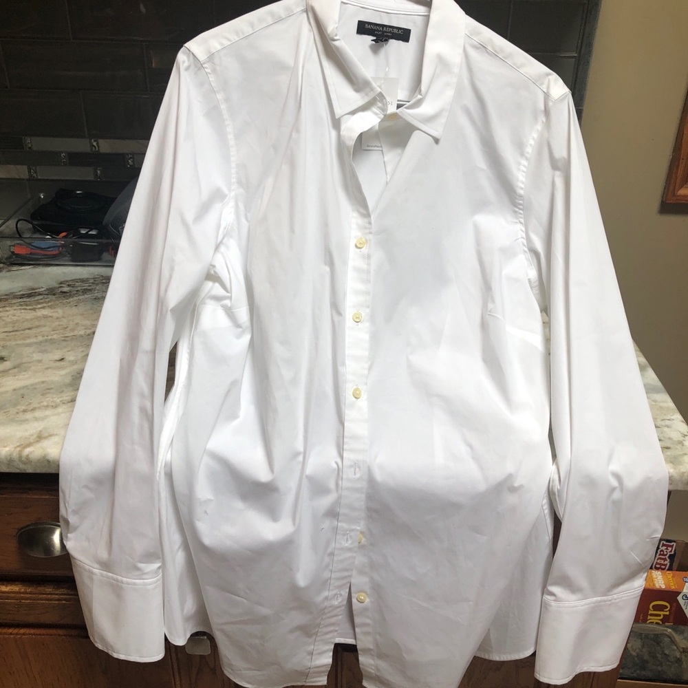 BANANA REPUBLIC WHITE BUTTON DOWN SHIRT RILEY SZ 16 NEW TAGS